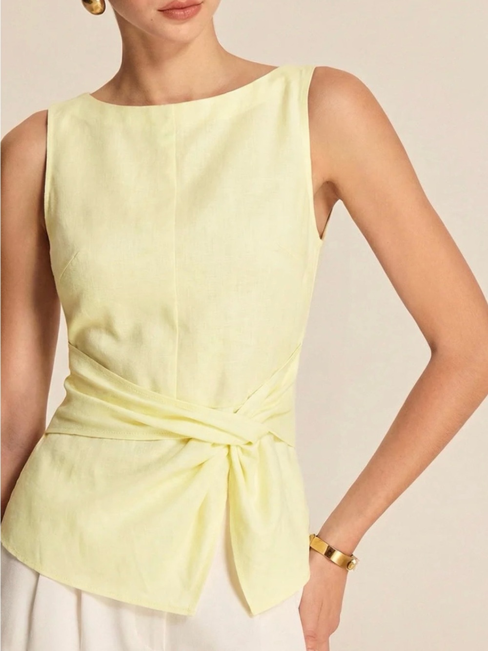 NWT Twisted Waist Linen Blend Sleeveless Blouse small